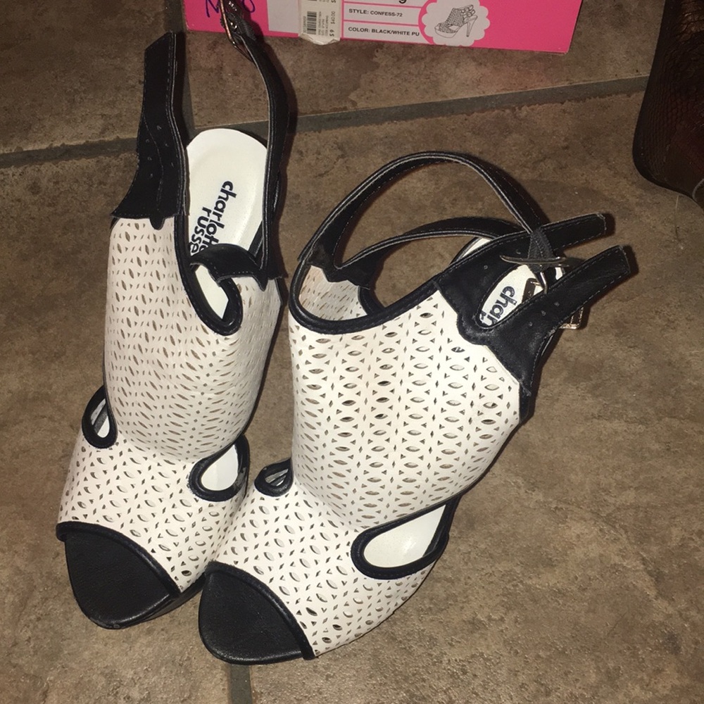 Black & white platform heels